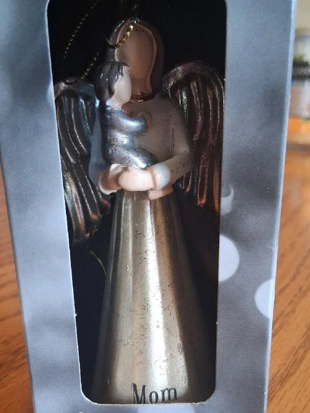 St. Nicholas Square Metallic Gold and Silver Mom Angel Ornament